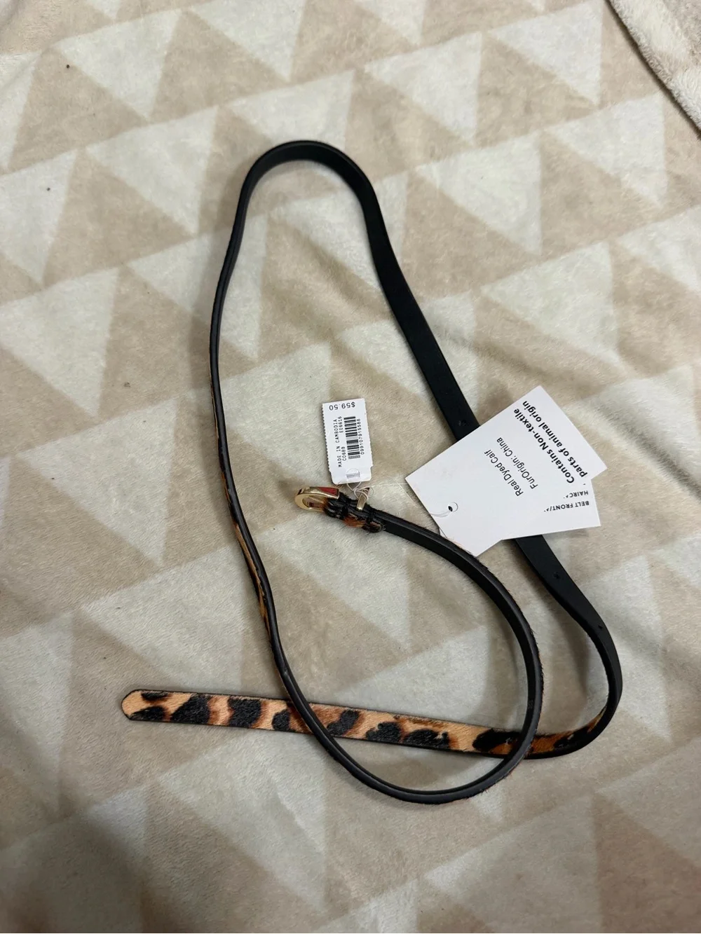 J crew Skinny leopard calf hair belt